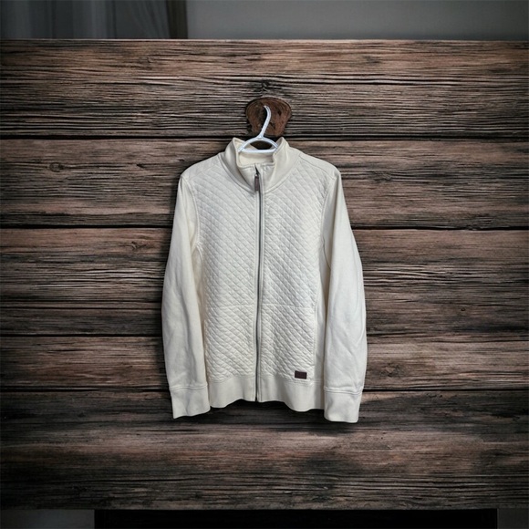 L.L Bean Women's Cream Zip-Up Sweater - Picture 2 of 6